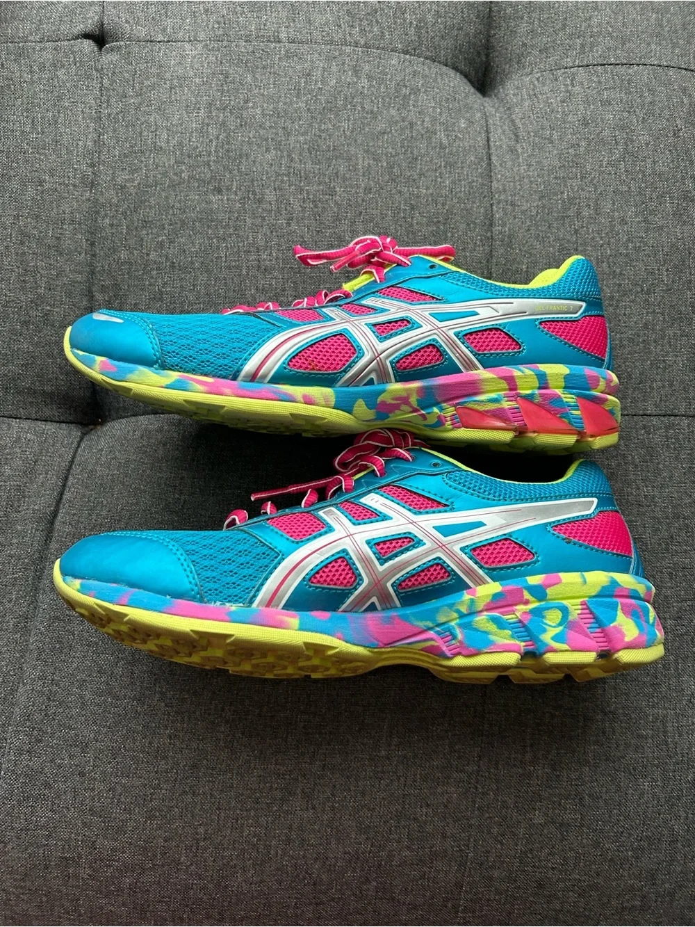 ASICS Women’s Teal, Pink and Yellow Running Sneakers